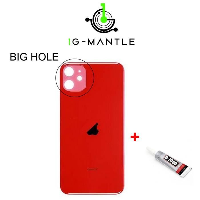 Vitre Arrière compatible iPhone XR (sans logo) - rouge - Français
