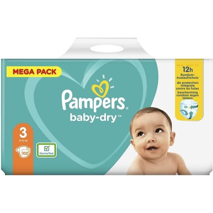 PAMPERS BabyDry Couches Pampers taille 3 (59 kg) 100 couches