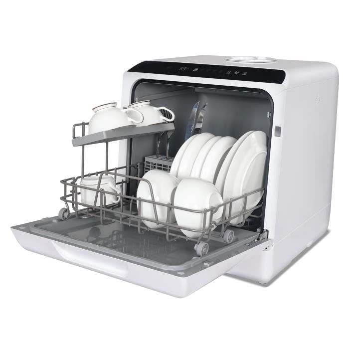 PULUOMIS Mini Lave Vaisselle Pose Libre Portable 4 Couverts 6 Programmes avec Réservoir deau 5L et Écran LED - Puluomis