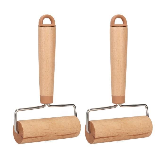 Qiilu rouleau à pâte en bois 2 pièces petit rouleau à pâtisserie 360