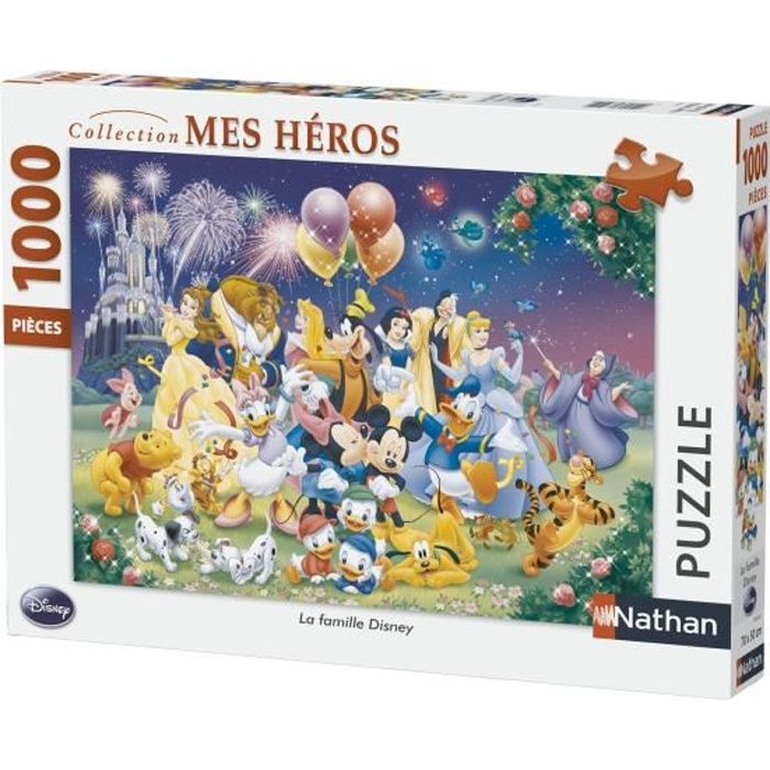 Puzzle 1000 pièces - La Famille Disney - Marque NATHAN - Thème Dessins animés et BD - Mixte - A partir de 13 ans