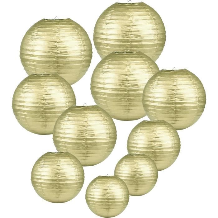 Lot De 12 Lampions En Papier Ronds Pour Décoration - 4 Tailles (15 à 30 Cm) Blanc Et Violet