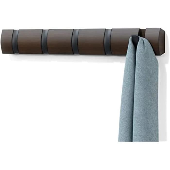 Patère Murale 5 Crochets Rétractables Flintronic - Aluminium - Blanc/Gris - Design Pliable