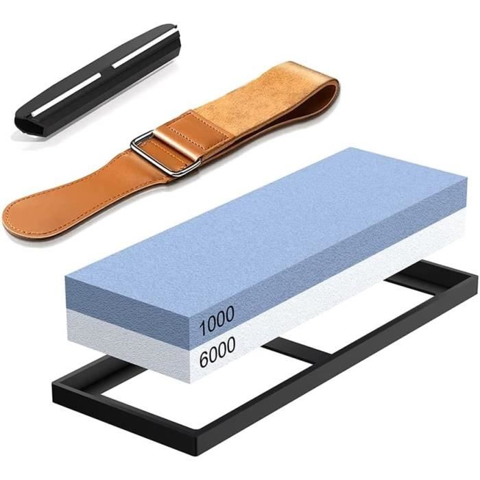 Aiguiseur Diamant Double Face 400/1000 – Pour Couteaux, Ciseaux, Outils – Poignée Ergonomique, Accroche Mur