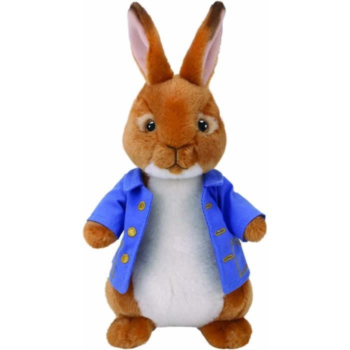 Peluche TY Pierre Le Lapin Yeux Brillants Bleue 15 cm