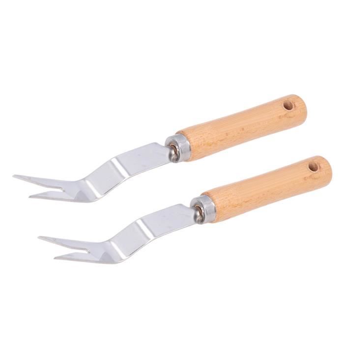 Gmjay 2 Pièces Désherbeur De Jardin Outil à Main Poignée En Bois Outils