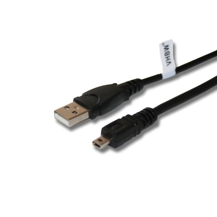 vhbw Câble USB, 150 cm, compatible avec Panasonic Lumix DMC-XS3, DMC-F4, DMC-FS4, DMC-FS9, DMC-LZ40, DMC-SZ8, DMC-SZ10, DMC-TZ55,