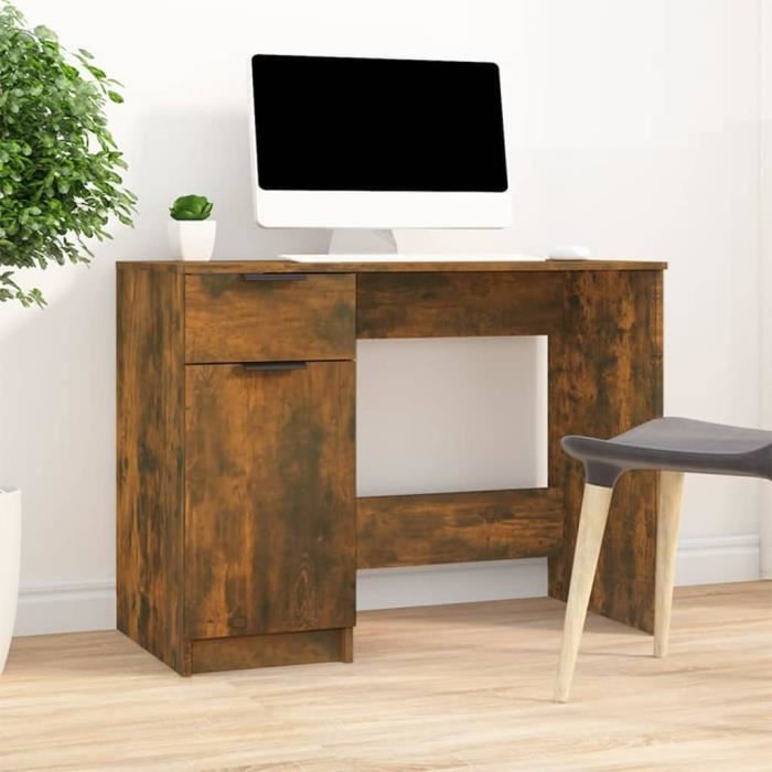 Bureau - VIDAXL - Chêne fumé - 100x50x75 cm - Bois dingénierie - 1 tiroir