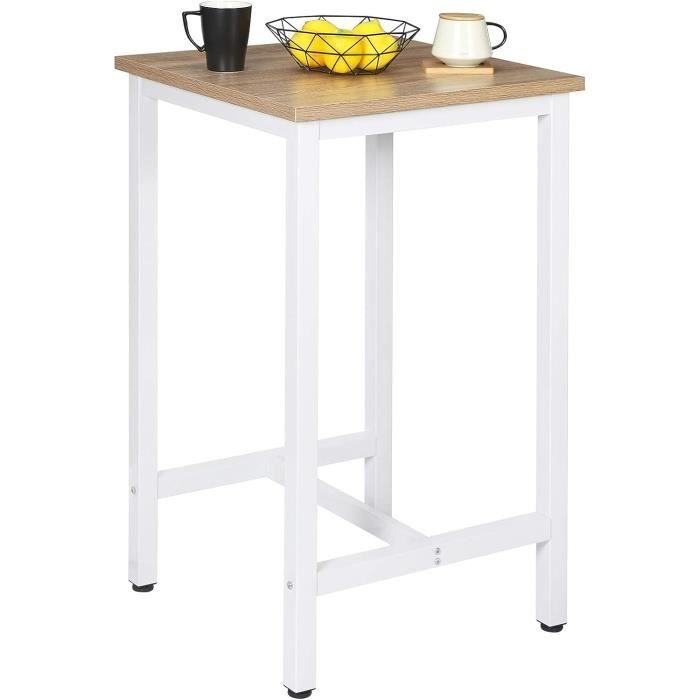 woltu table de bar,table de cuisine carré 60x60x102cm en aggloméré et métal,table de bistrot table haute,chêne clair