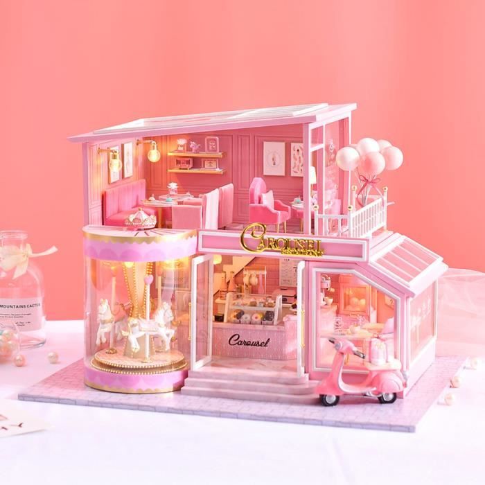 Maison De Poupée Miniature DIY – Villa 3 étages à Monter Soi-même – Kit Complet Avec éclairage LED – Cadeau Créatif Pour Filles Et Adultes