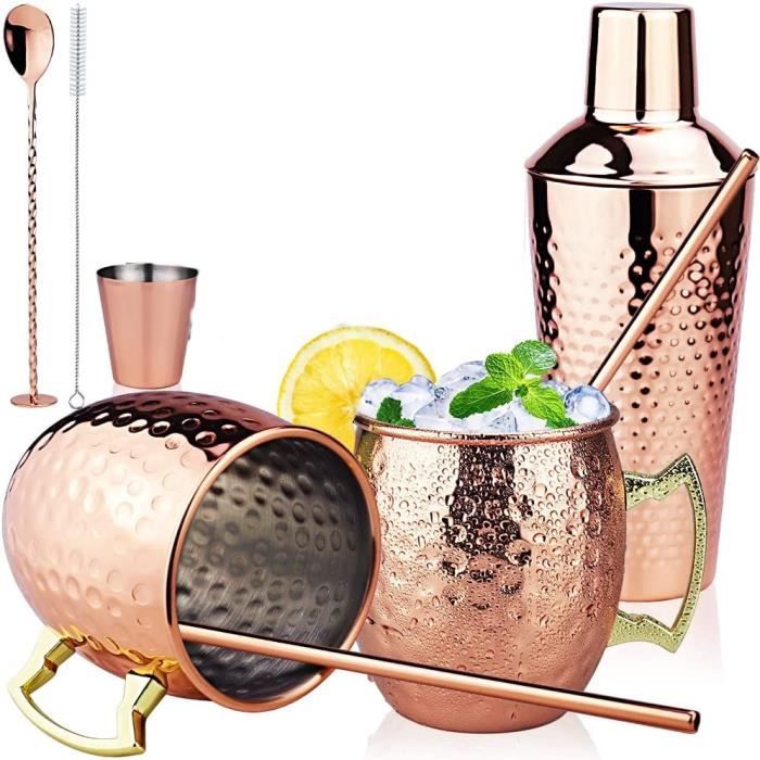 Shaker Cocktail Kit 8 Pièces avec 750ml Shaker Cocktail, 2 x 550ml