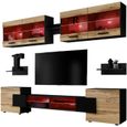 Ensembles de meubles TV Foggia Komodee - LED RGB - Bois Naturel Mat & Noir -  Façades en Mat - L235cm x H195cm x P35cm-1