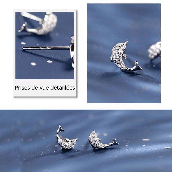 Pendentif Et Boucles D'Oreilles Dauphins - Nacre Abalone - Occasion