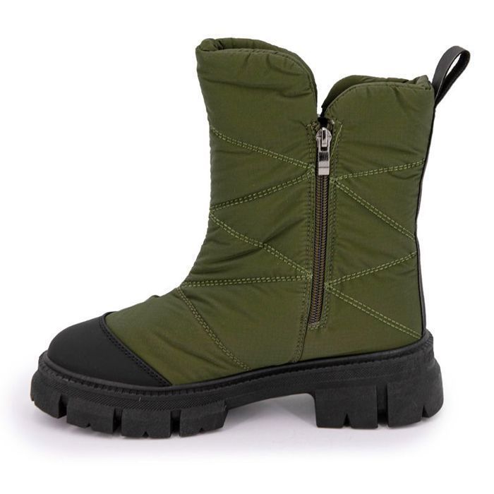 Bottines Femme MANOUKIAN Matelassees Bout Renforce Heather Kaki Blanc Lacets Kaki Cdiscount Chaussures