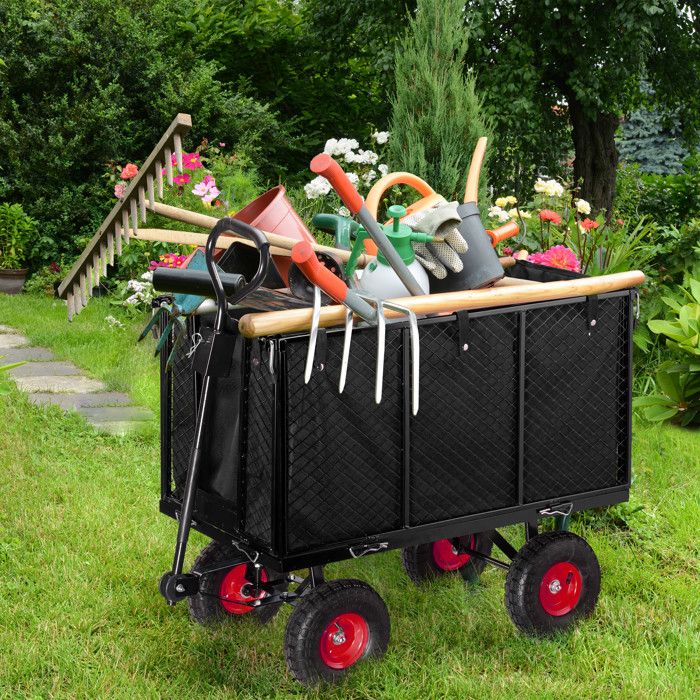 Chariot à Feuilles Mortes Relaxdays - 2 Roues, Sac 160L, Pliable, Vert, Pour Jardin Et Transport