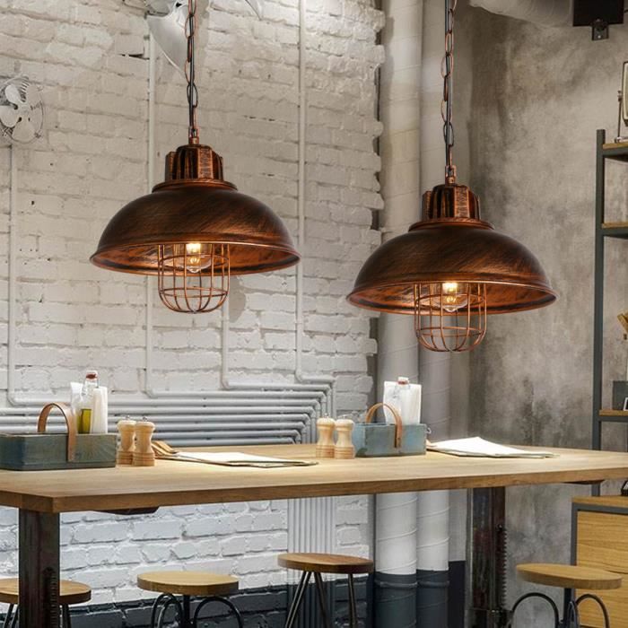 Lustre Industriel WOTTES 3 Lumières - Style Sputnik - Métal Noir Et Bronze - E27 - Pour Salon, Cuisine Ou Chambre