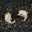 CONFO® Bijoux dauphin dames boucles d'oreilles or micro incrusté petites boucles d'oreilles bijoux en or pour petite amie cadeaux de-2