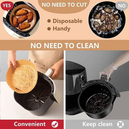 Youery 100 Pièces Papier Cuisson Air Fryer 16CM Carré - Feuilles Sulfurisé Jetables Anti-Adhésives Pour Friteuse à Air, Four, Micro-Ondes