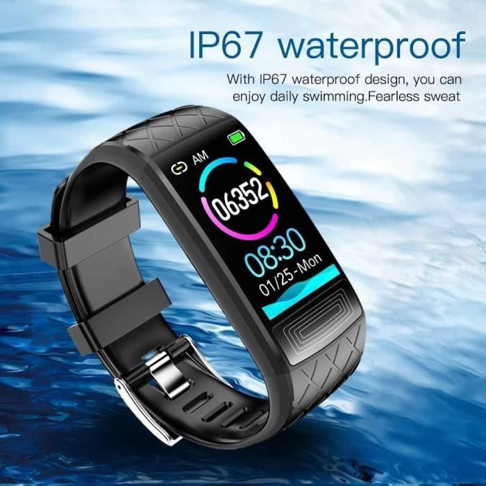 Bracelet Connecté Santé - Suivi Fréquence Cardiaque 24h/24, Sommeil, Oxygène Dans Le Sang, Podomètre, étanche IP68