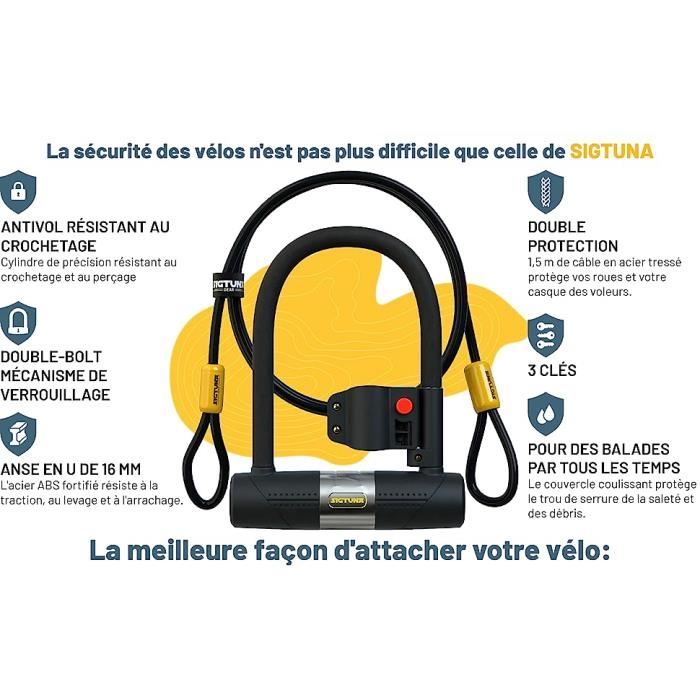 Antivol à disque robuste à 4 chiffres pour vélo combiné 9 x 6