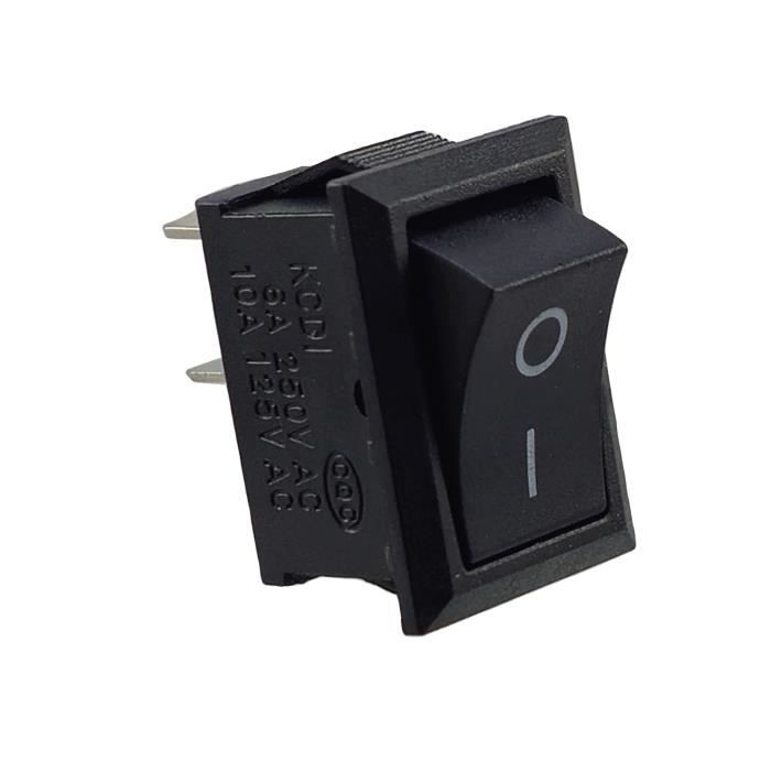 Interrupteur à bascule encastrable 19 x 13 mm, 2 pôles (4 broches), noir