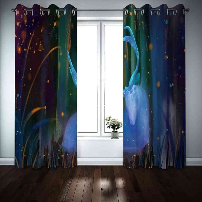 Rideaux Extérieur Imperméable Hiseng - Motif Plantes 3D - 106x160cm - Pour Pergola/Terrasse