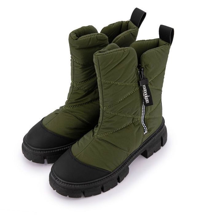 Bottines Femme MANOUKIAN Matelassees Bout Renforce Heather Kaki Blanc Lacets
