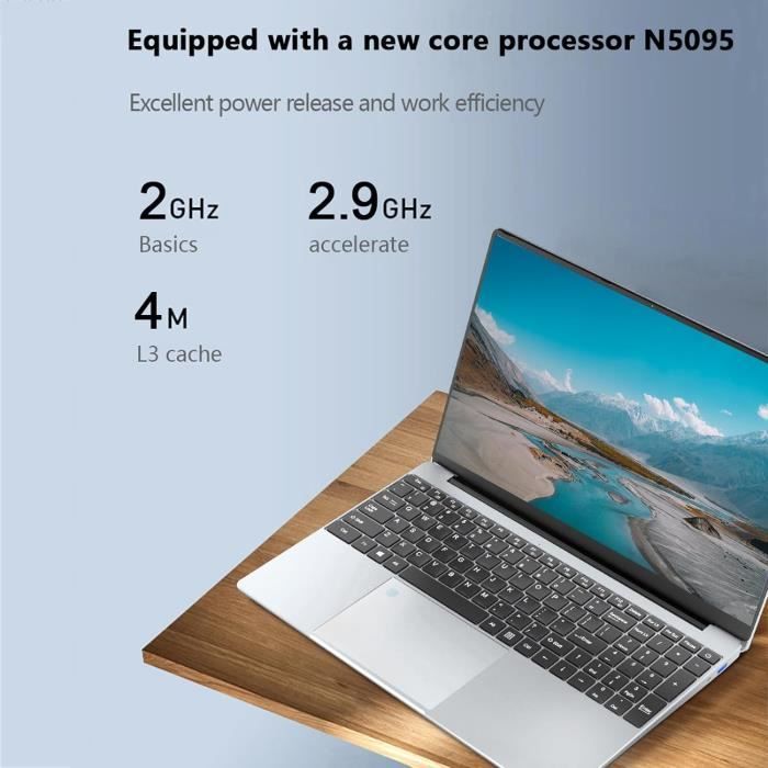 Ordinateur Portable 15,6" Celeron N5095, 16 Go RAM, 512 Go SSD - Windows 11, écran FHD IPS, Clavier Rétroéclairé, Empreinte Digitale - 4