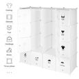 Haute qualite -Armoires Plastiques Enfant Etagère Plastique Meuble Rangement 16 Cubes Modulables avec 1 tringle-3