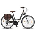 Un vélo de ville pour femme de 26-28 pouces avec cadre en aluminium [Noir, 28 puces]-3