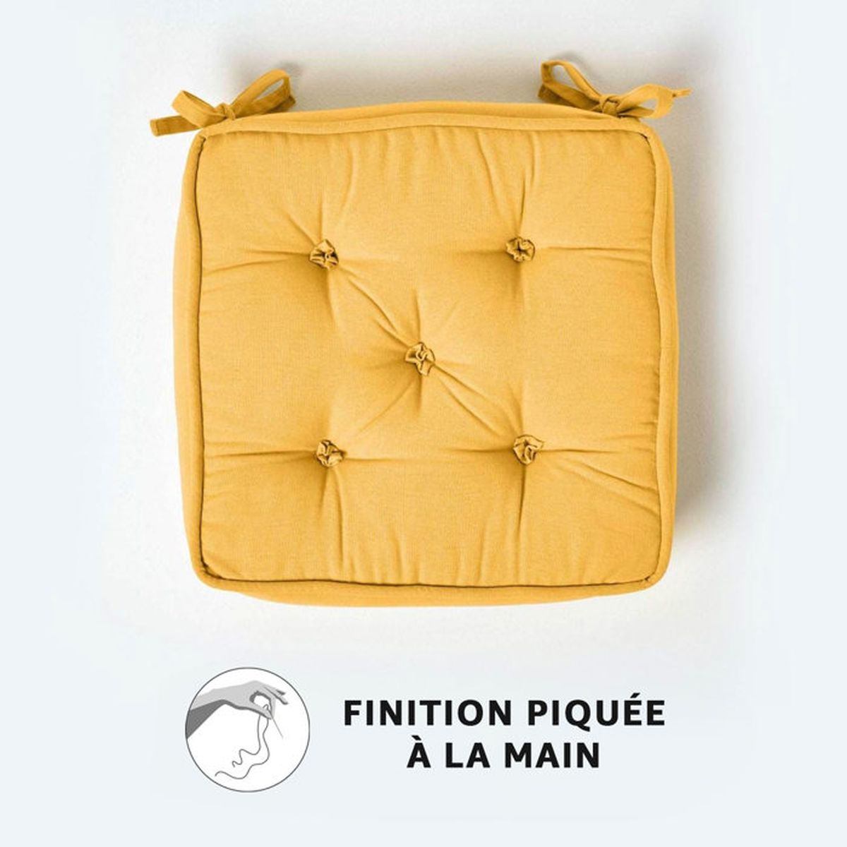 galette de chaise coussin rehausseur en coton 40 x 40 cm jaune moutarde cdiscount maison