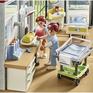 PLAYMOBIL Femme Enceinte Brune - T-shirt Rose à Pois Blancs 4782