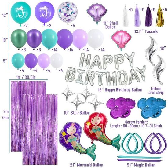161 Decoration Anniversaire Sirene Fille Arche Ballon Decoration Sirene Queue Aluminium Ballon Decorations De Fete De Sirene Ri 8 Cdiscount Maison