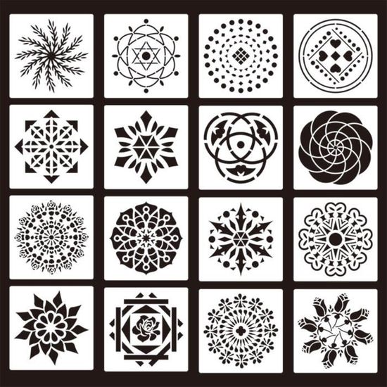 Cartes Scrapbooking Décoration Murale et Plus Meubles en Bois Pierre Fleymu  Mandala Dotting Pochoirs Modèles Peinture Murale Motif Pet Tissu Art Modèle  DIY Scrapbook Pochoir pour Mur de Bricolage Aides pour dessin