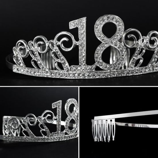 strass en argent Couronne danniversaire en Cristaux Tiara Couronne Ans Couronne Tiara Princesse Anniversaire WolinTek Couronne Anniversaire Ans