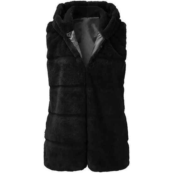 Gilet fausse fourrure sans manche noir best sale