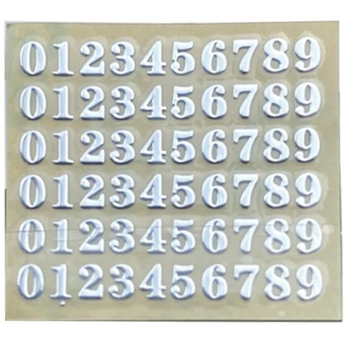 Olycraft 8 feuilles mini autocollants en métal alphabet et chiffres  autocollants lettres en métal auto-adhésifs