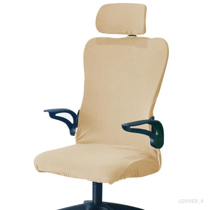 Housses de siège de chaise de bureau amovibles avec housse d'appui-tête  protecteur de siège résistant à l'eau pour Beige