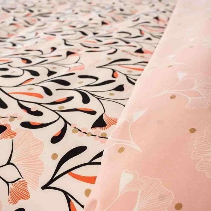 Parure De Couette Flora 240x260 Cm + 2 Taies 63x63 Cm – Coton Rose – Oeko-Tex
