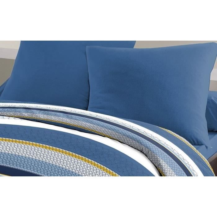 LOVELY HOME Parure de couette Coton AUDACE - Bleu Canard - 220x240 cm -  Cdiscount Maison