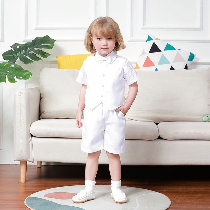 Costume Bapteme Bebe Garcon Tenue Eglise Benediction Formel ete Manche Courte Blanc 3 Pieces Blanc Cdiscount Pret a Porter