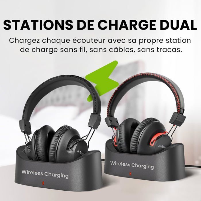 Cuffie TV Wireless Avantree HT41899 Plus – Bluetooth 5.3, Trasmettitore Doppio, 50h Autonomia, Compatibili Con Uscita Ottica E AUX 3,5mm