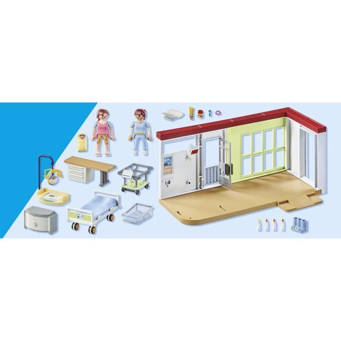 Playmobil 3980 - Chambre D'hôpital Avec Cheveux Couette Noire - RARE