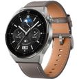 Huawei Watch GT 3 Pro 46 mm Boitier en titane avec bracelet en cuir gris-0