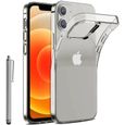 Pour Apple iPhone 12 mini 5.4": Coque Silicone gel UltraSlim et Ajustement parfait + Stylet - TRANSPARENT-0