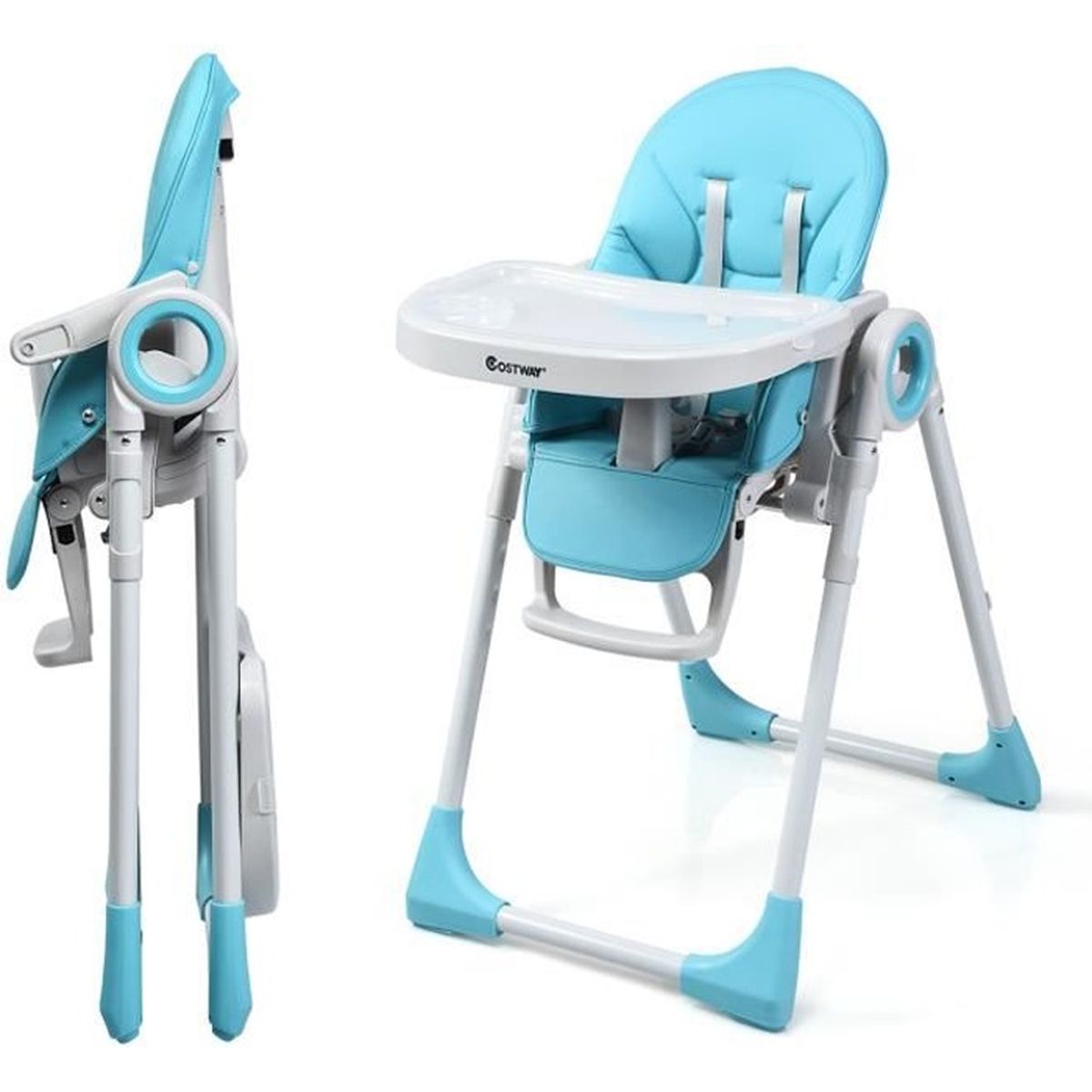 COSTWAY Chaise Haute Bébé Evolutive Pliable 2 en 1 en PP Hauteur et ...