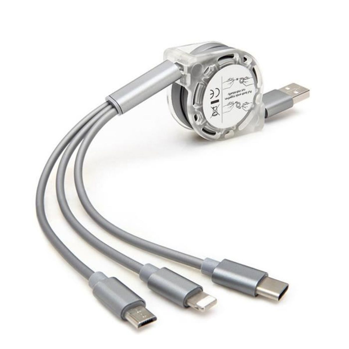 3 en 1 Retractable Cable USB Type C Câble de Chargeur Universel pour