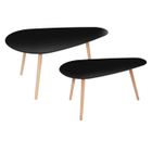 Atmosphera - Lot de 2 Tables basses gigogne en Bois Noir et pieds en Bois d'Hévéa