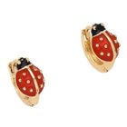 BIJOUTERIE PAPILLON BLEU Boucles d’Oreilles - Enfant - Créoles - Coccinelle - émail - Rouge - Plaqué Or Jaune 750/1000 - 3 Microns - 11 mm