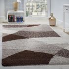 PHC Tapis Shaggy Longues Mèches Hautes Motifs Brun Beige Crème [240x320 cm]